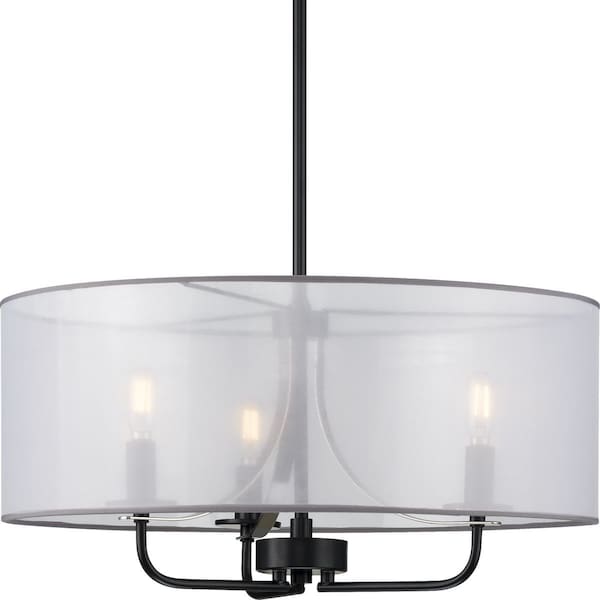 Progress Lighting Riley Collection Black Three-Light Pendant P500243-031 - main